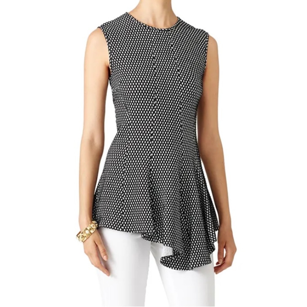 Derek Lam Black and White Polka Dot Sleeveless Blouse